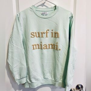 Cuisse de Grenouille “Surf in Miami” Sweatshirt, Mint Green, Size S
